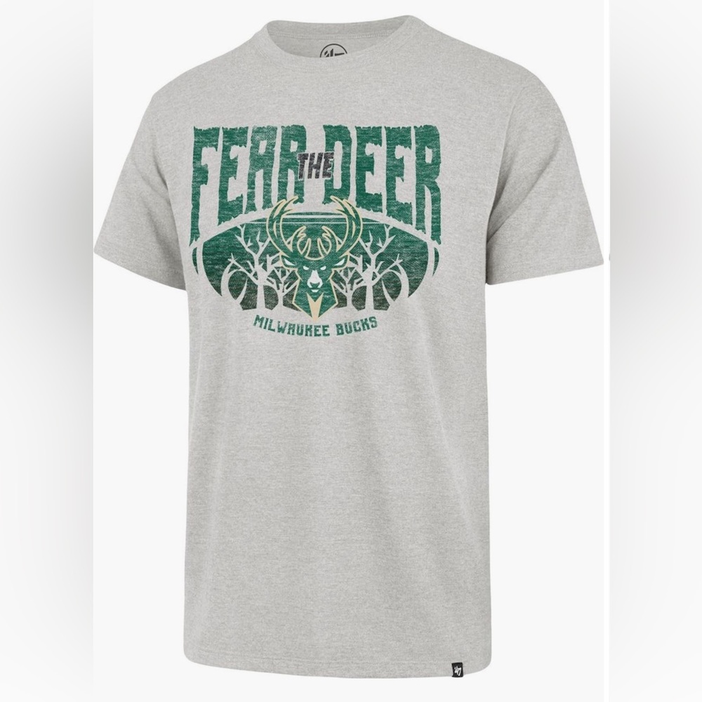 Fear the Deer ‘47 Men’s Gray Milwaukee Bucks Hometown Regional Franklin T-Shirt